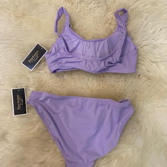 NWT 120 JUICY COUTURE Black Label Women Pastel Lilac Button-Accent Bikini Set - Picture 4 of 9
